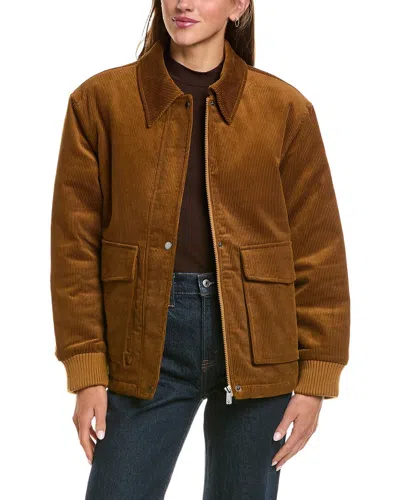 Scotch & Soda Bente Corduroy Padded Boyfriend Trucker Jacket In Brown
