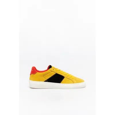 Scotch & Soda Bicolor Leather Low Top Sneakers In Yellow