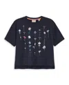 Scotch & Soda Kids' Floral Cotton Jersey Graphic T-shirt In Blue