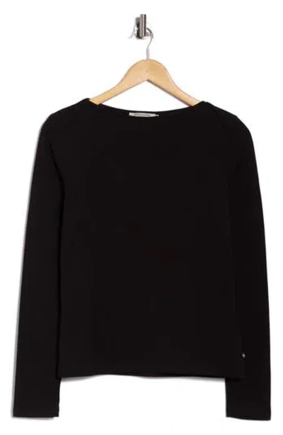 Scotch & Soda Boat Neck Knit Top In Black