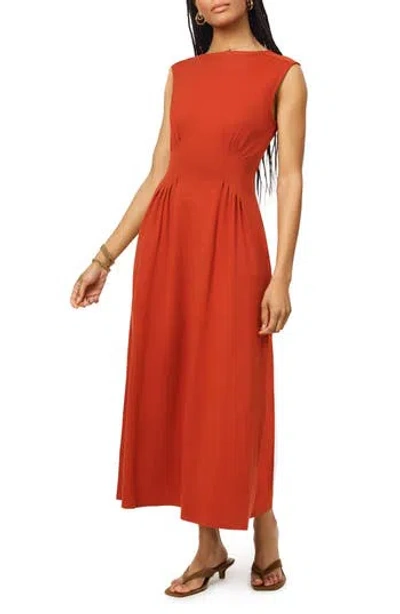 Scotch & Soda Boat Neck Sleeveless Dress In Red