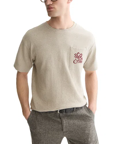 Scotch & Soda Bonded Chest Pocket Cotton Logo T-shirt In Brown