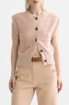 Scotch & Soda Bouclé Stripe Cotton Blend Sweater Vest In Neutral