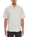 Scotch & Soda Pinpoint Boxy Short Sleeve Cotton Button-up Shirt In White