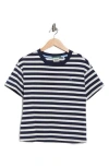 Scotch & Soda Boxy Yarn Dye Stripe T-shirt In Blue