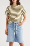 Scotch & Soda Boxy Yarn Dye Stripe T-shirt In Green