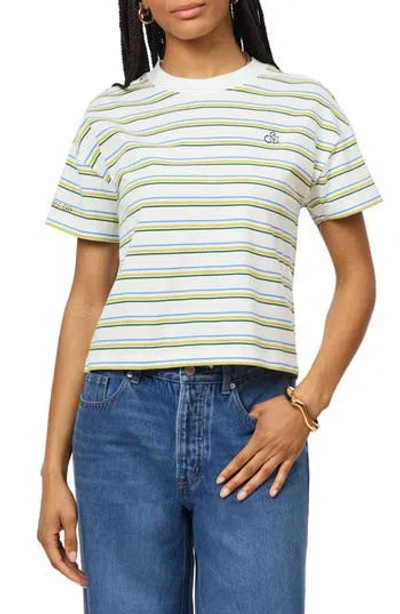 Scotch & Soda Boxy Yarn Dye Stripe T-shirt In White