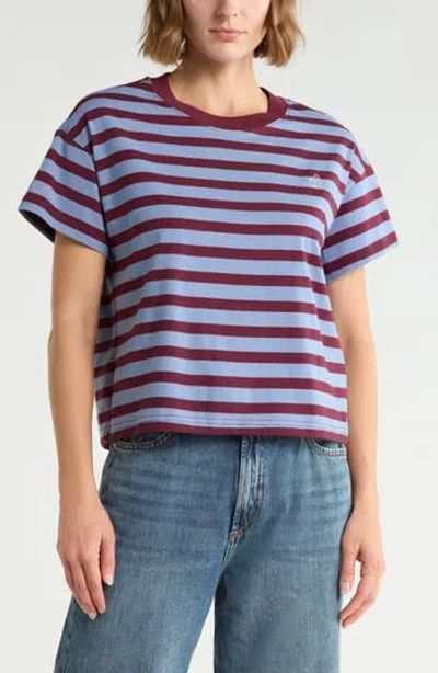 Scotch & Soda Boxy Yarn Dye Stripe T-shirt In Blue