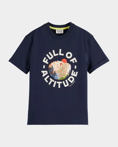 Scotch & Soda Kids' Boy's Artwork Graphic-print T-shirt In Blue
