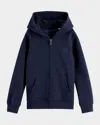 Scotch & Soda Boys' Core Regular Fit Logo Badge Zip Up Hoodie - Little Kid, Big Kid In Blue