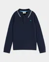 Scotch & Soda Kids' Boy's Cotton Piqué Long-sleeve Polo Shirt In Blue