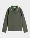 Scotch & Soda Kids' Boy's Cotton Piqué Long-sleeve Polo Shirt In Green