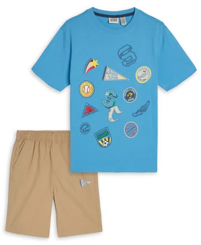 Scotch & Soda Kids' Boys' 4-7 Graphic Crewneck T-shirt And Shorts, 2-piece Set In Multi