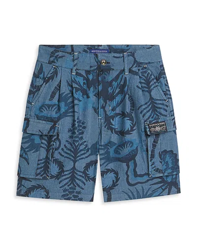Scotch & Soda Boys' Allover Print Chambray Shorts - Big Kid In Blue