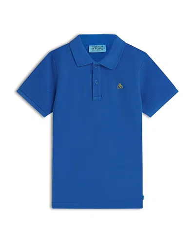 Scotch & Soda Boys' Chest Embroidery Pique Polo - Little Kid, Big Kid In Blue