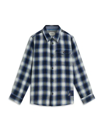 Scotch & Soda Boys' Double Faced Check Shirt - Little Kid, Big Kid In Blue