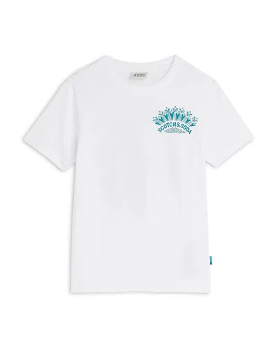 Scotch & Soda Boys' Front & Back Regular Fit Tee - Big Kid In White