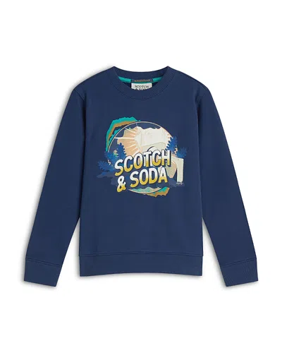 Scotch & Soda Boys' Front Artwork Sweatshirt - Little Kid, Big Kid In Blue