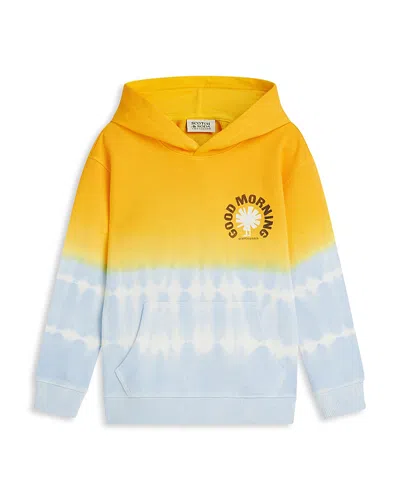 Scotch & Soda Boys' Front Artwork Washed Hoodie - Big Kid In Yellow