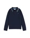 Scotch & Soda Boy's Cotton Piqué Long-sleeve Polo Shirt In Blue