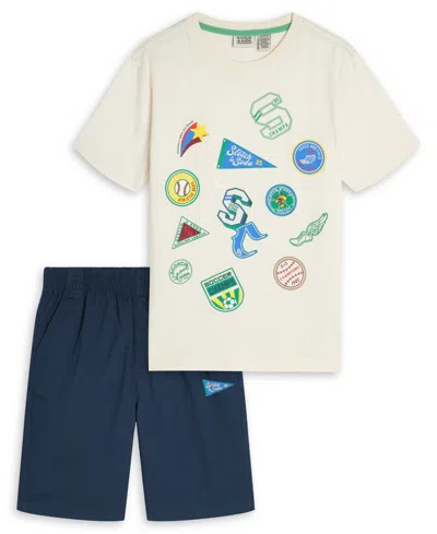 Scotch & Soda Babies' Boys' Toddler 2t-4t Graphic Short-sleeve T-shirt And Shorts, 2-piece Set In Multi