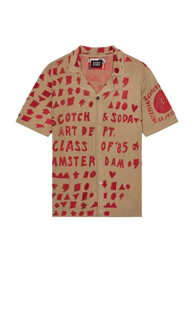 Scotch & Soda Jacquard Knitted Shirt In Brown