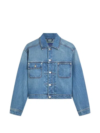 Scotch & Soda Button Boxy Denim Jacket In Blue
