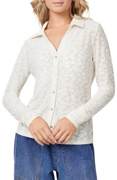 Scotch & Soda Button Front Long Sleeve Top In White