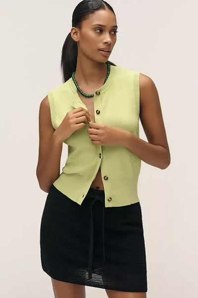 Scotch & Soda Button-front Sweater Vest In Green