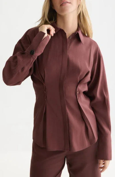Scotch & Soda Button Waist Shirt In Bitter Chocolate