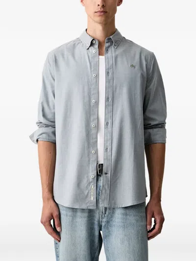 Scotch & Soda Button-down Collar Logo-embroidered Shirt In Blue