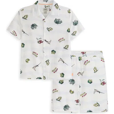 Scotch & Soda Kids'  Button-up Shirt & Shorts Set In White