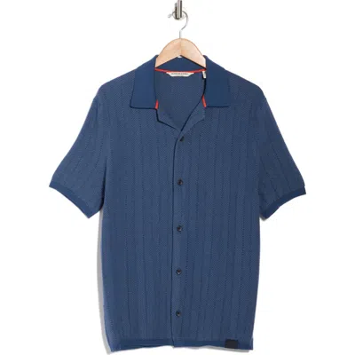 Scotch & Soda Button-up Sweater Polo In Blue
