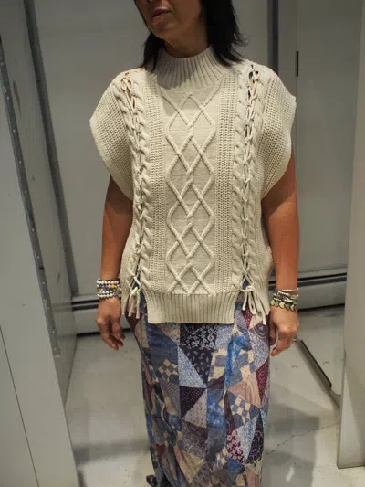 Scotch & Soda Cable Stitch Funnel Neck Sweater In Soft Ice In Multi