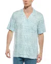 Scotch & Soda Relaxed Fit Print Short Sleeve Button-up Shirt In Green