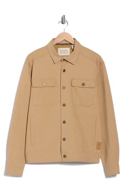 Scotch & Soda Canvas Trucker Jacket In Brown