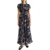 Scotch & Soda Cap Sleeve Tiered Chiffon Maxi Dress In Multi
