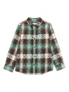 Scotch & Soda Kids' Pixelated Check Cotton Flannel Button-up Shirt In Multi