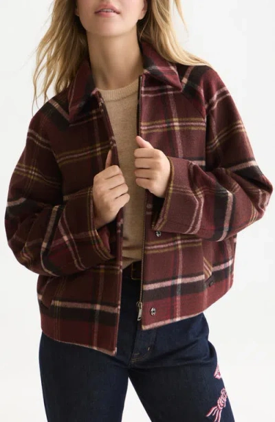 Scotch & Soda Checked Wool Blend Short Jacket In Brown