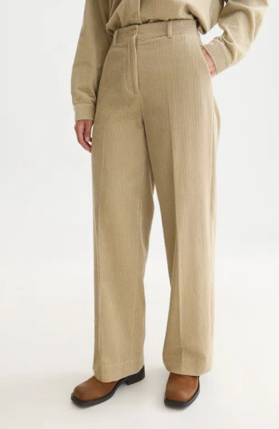 Scotch & Soda Cleo High Waist Wide Leg Corduroy Pants In Neutral