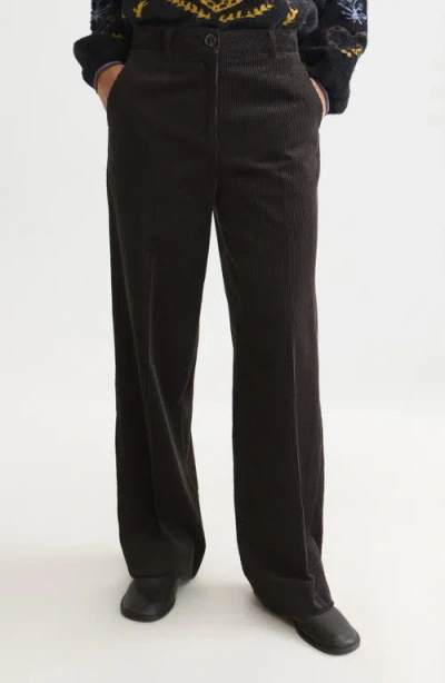 Scotch & Soda Cleo High Waist Wide Leg Corduroy Pants In Black