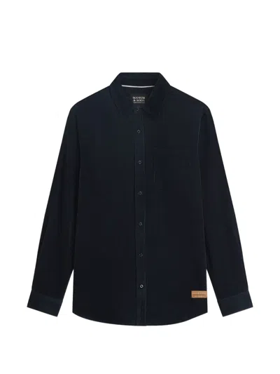 Scotch & Soda Corduroy Chest-pocket Shirt In Blue