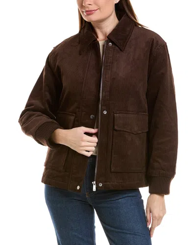 Scotch & Soda Corduroy Padded Boyfriend Trucker Jacket In Brown