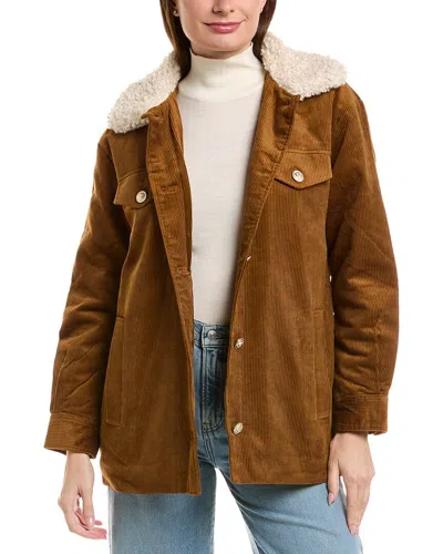 Scotch & Soda Corduroy Padded Shacket In Brown