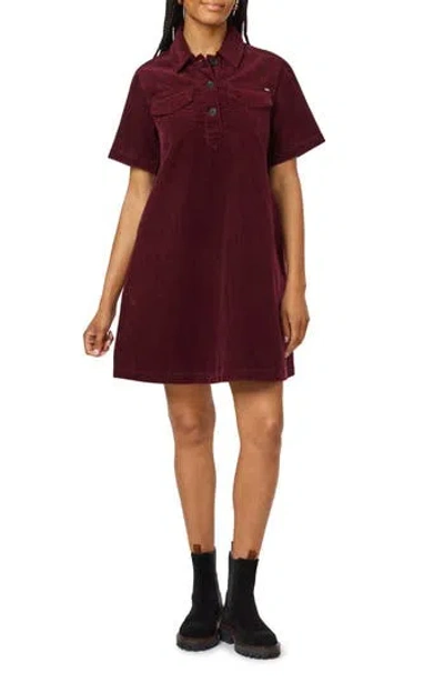 Scotch & Soda Corduroy Polo Dress In Burgundy