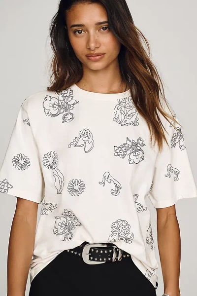 Scotch & Soda Cotton Embroidered Tee In White