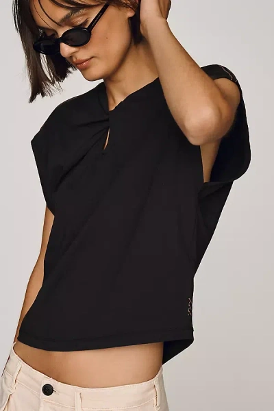 Scotch & Soda Cotton Keyhole Top In Black