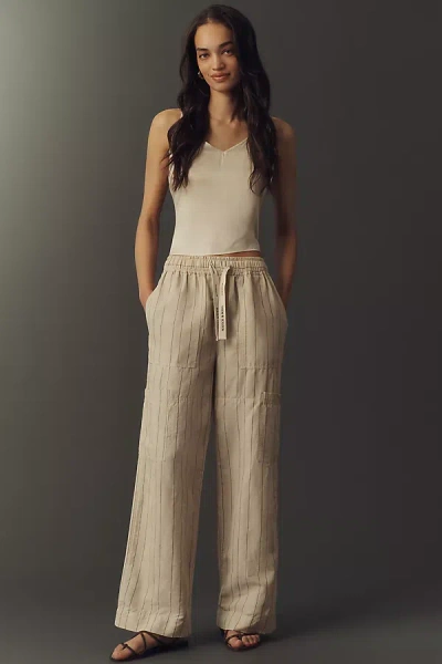 Scotch & Soda Cotton Linen Noa Wide-leg Pants In Nude