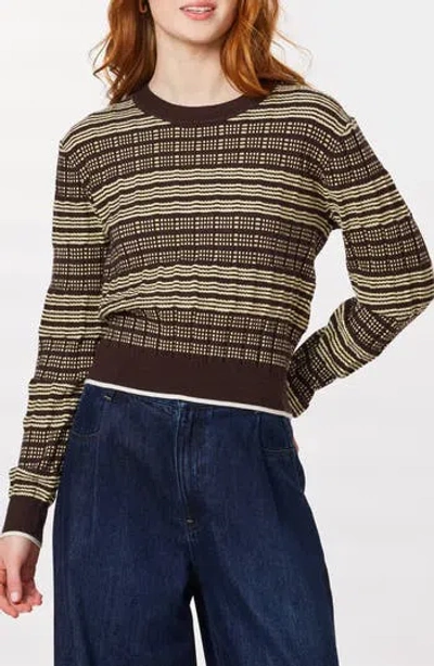 Scotch & Soda Crewneck Crop Pullover In Brown