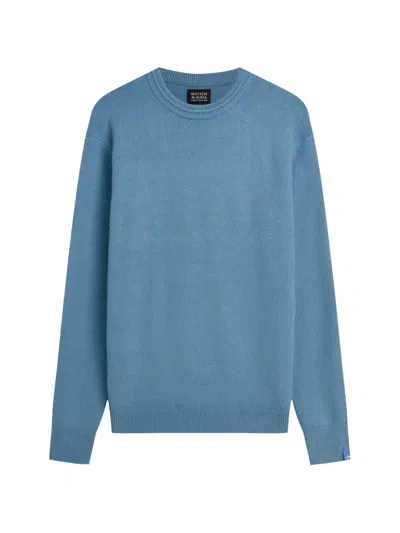 Scotch & Soda Crew-neck Ribbed-trim Sweater In Blue